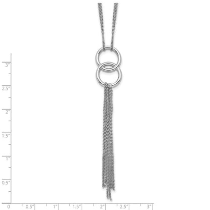 Sterling Silver Rhod Pl Multi Strand Tassel W/ 2In Ext Necklace
