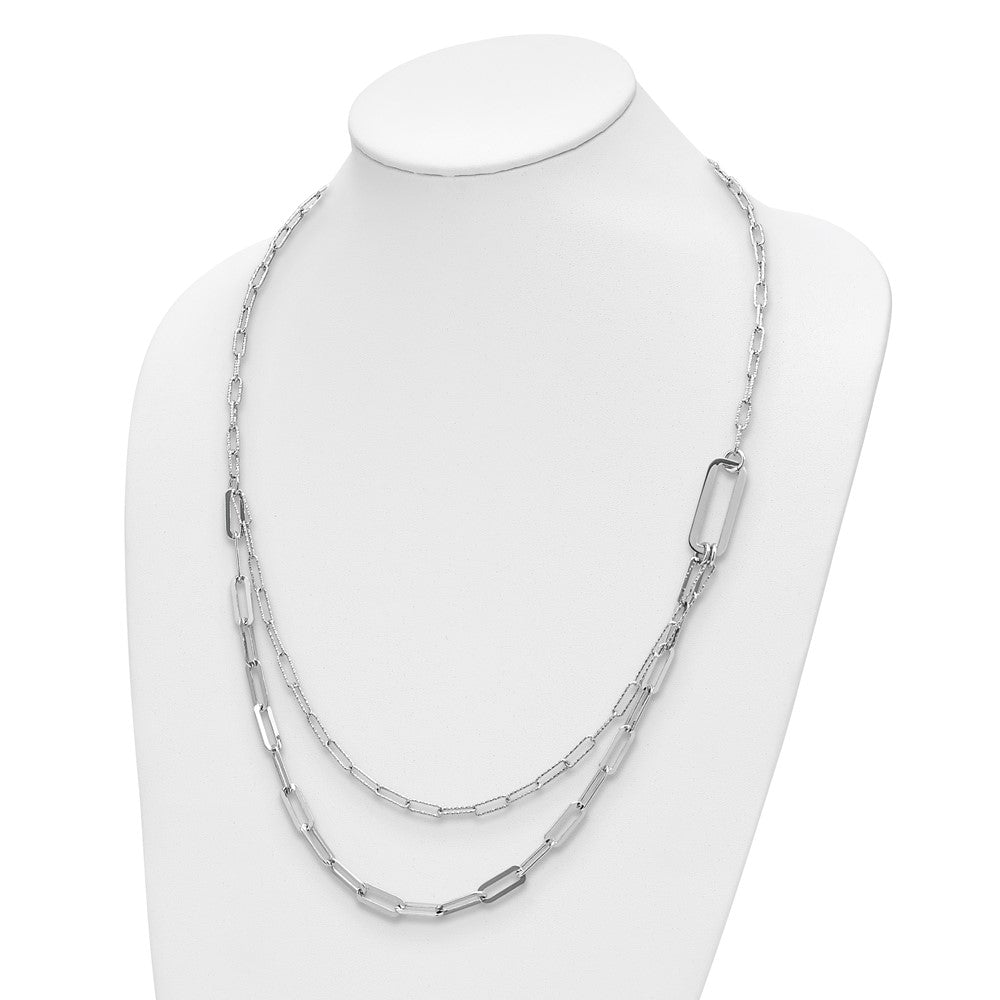 Sterling Silver Rhodium Plated Multi Layer W/ 2In Ext Necklace
