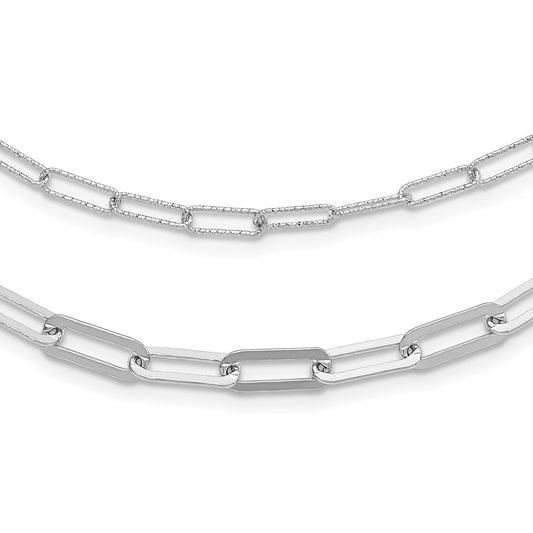 Sterling Silver Rhodium Plated Multi Layer W/ 2In Ext Necklace