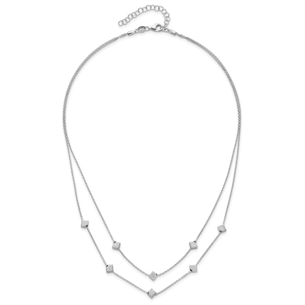 Sterling Silver Rhod Pl Multi Strand Beaded W/ 2In Ext. Necklace