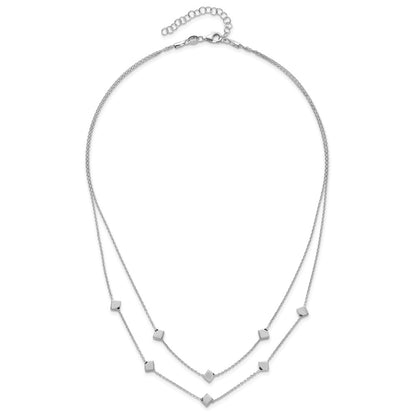 Sterling Silver Rhod Pl Multi Strand Beaded W/ 2In Ext. Necklace