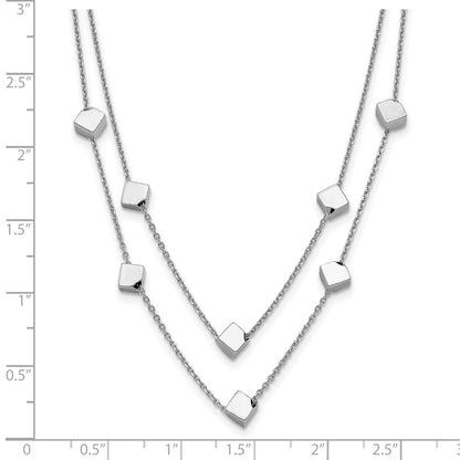 Sterling Silver Rhod Pl Multi Strand Beaded W/ 2In Ext. Necklace