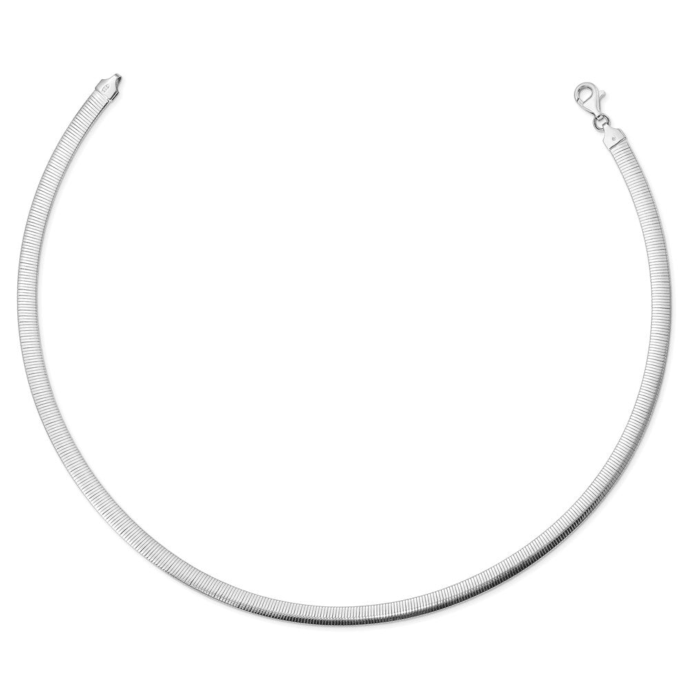 Sterling Silver Rhod Plated Polished Textured Reversible Necklace