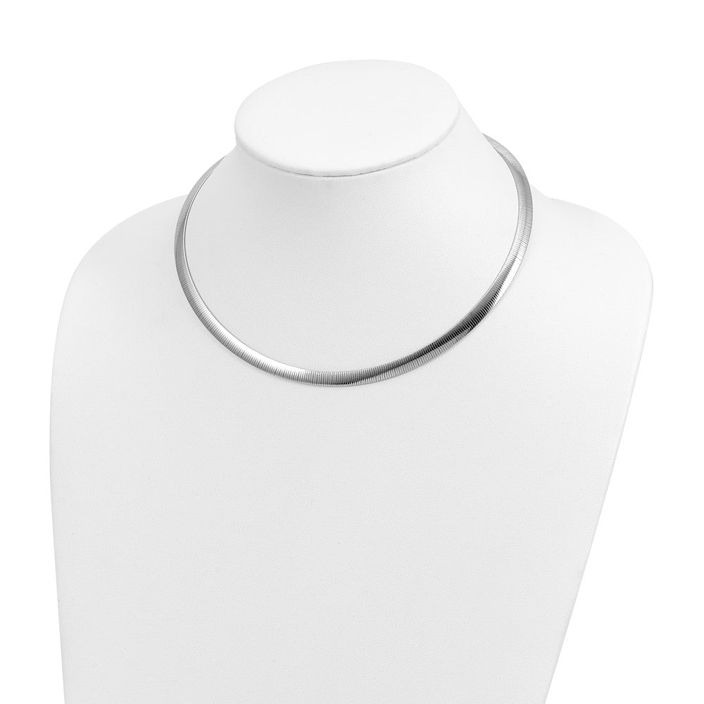 Sterling Silver Rhod Plated Polished Textured Reversible Necklace