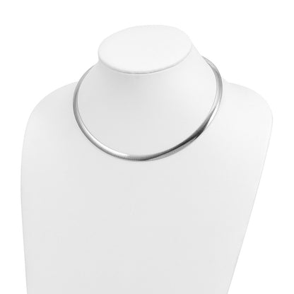 Sterling Silver Rhod Plated Polished Textured Reversible Necklace