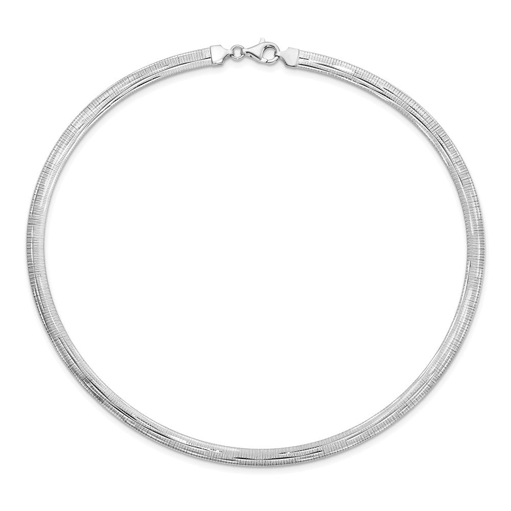 Sterling Silver Rhod Plated Polished Textured Reversible Necklace