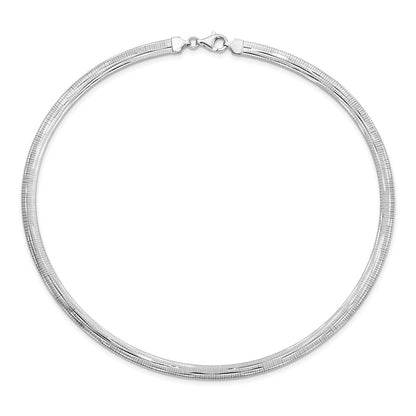 Sterling Silver Rhod Plated Polished Textured Reversible Necklace