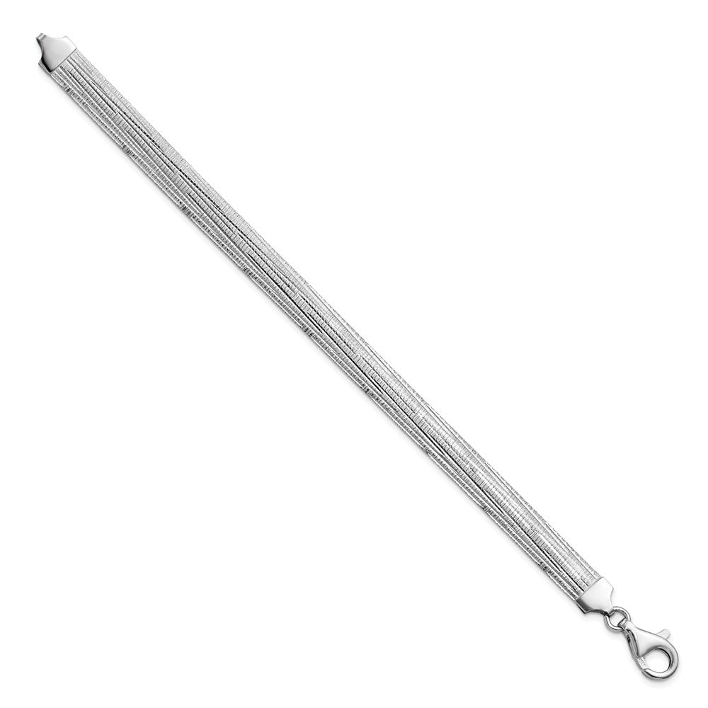 Sterling Silver Rhod Plated Polished Textured Reversible Bracelet