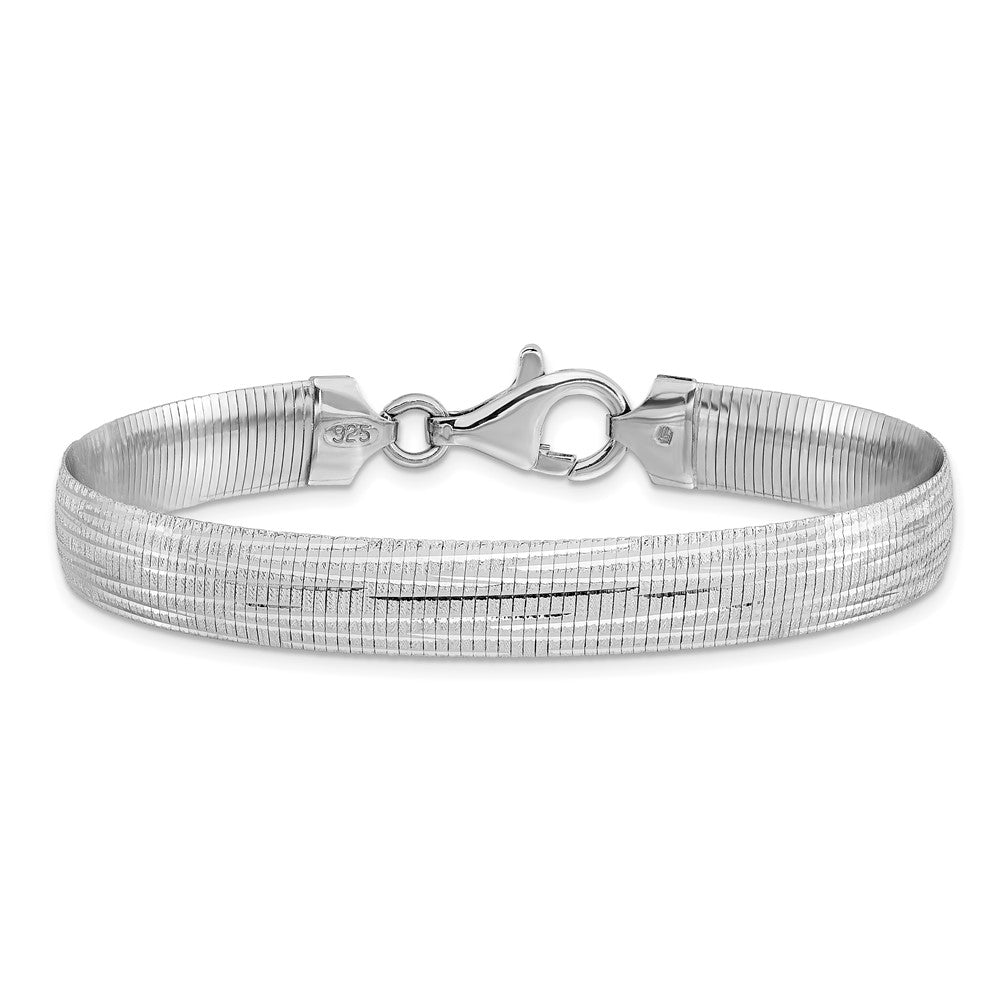 Sterling Silver Rhod Plated Polished Textured Reversible Bracelet