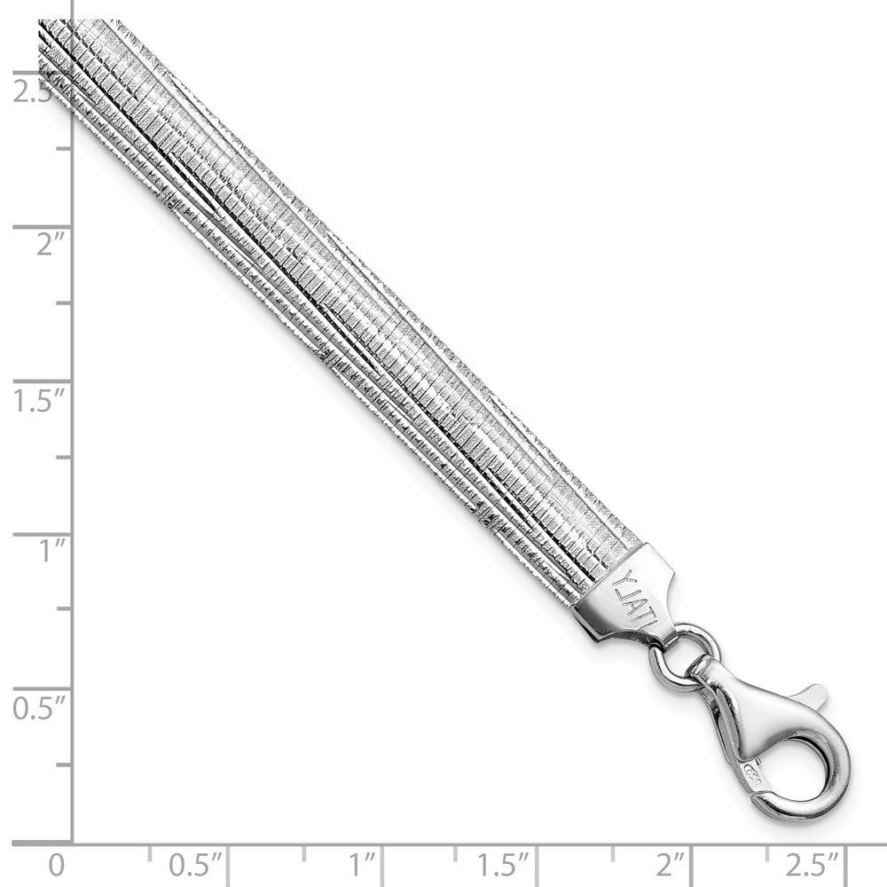 Sterling Silver Rhod Plated Polished Textured Reversible Bracelet