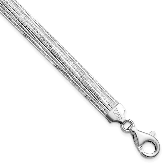 Sterling Silver Rhod Plated Polished Textured Reversible Bracelet