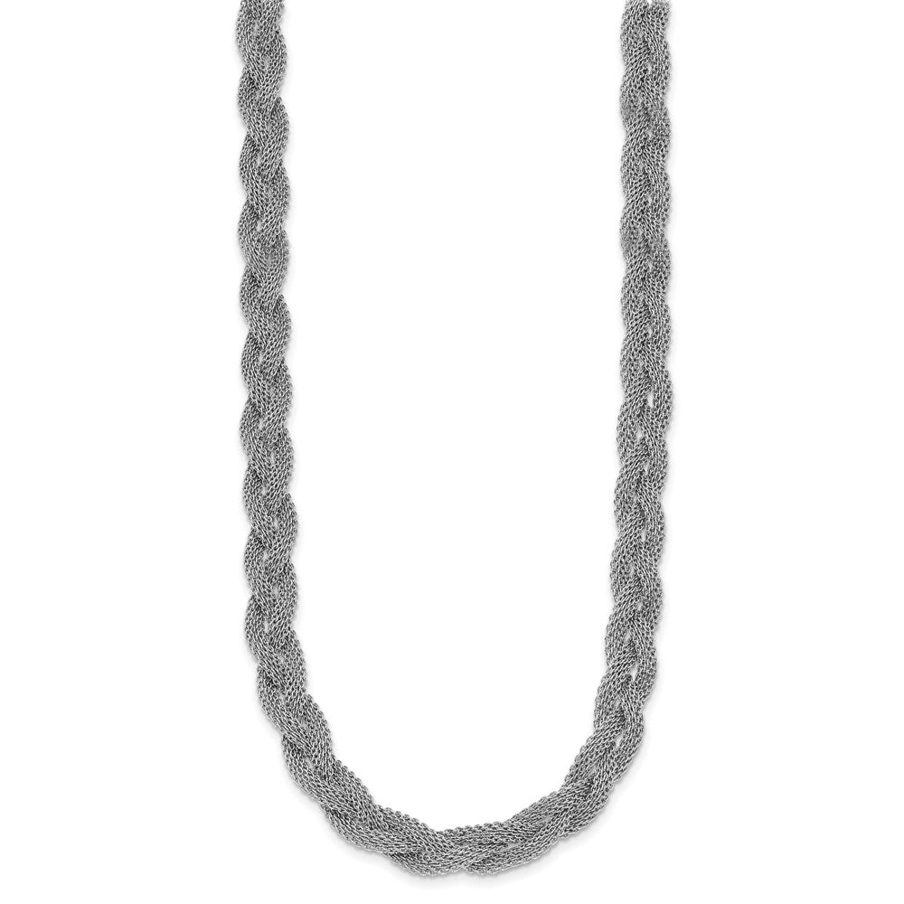 Sterling Silver Rhodium Plated Braided Polished Necklace