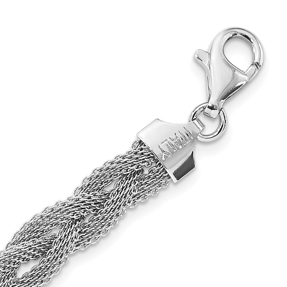 Sterling Silver Rhodium Plated Braided Polished Necklace