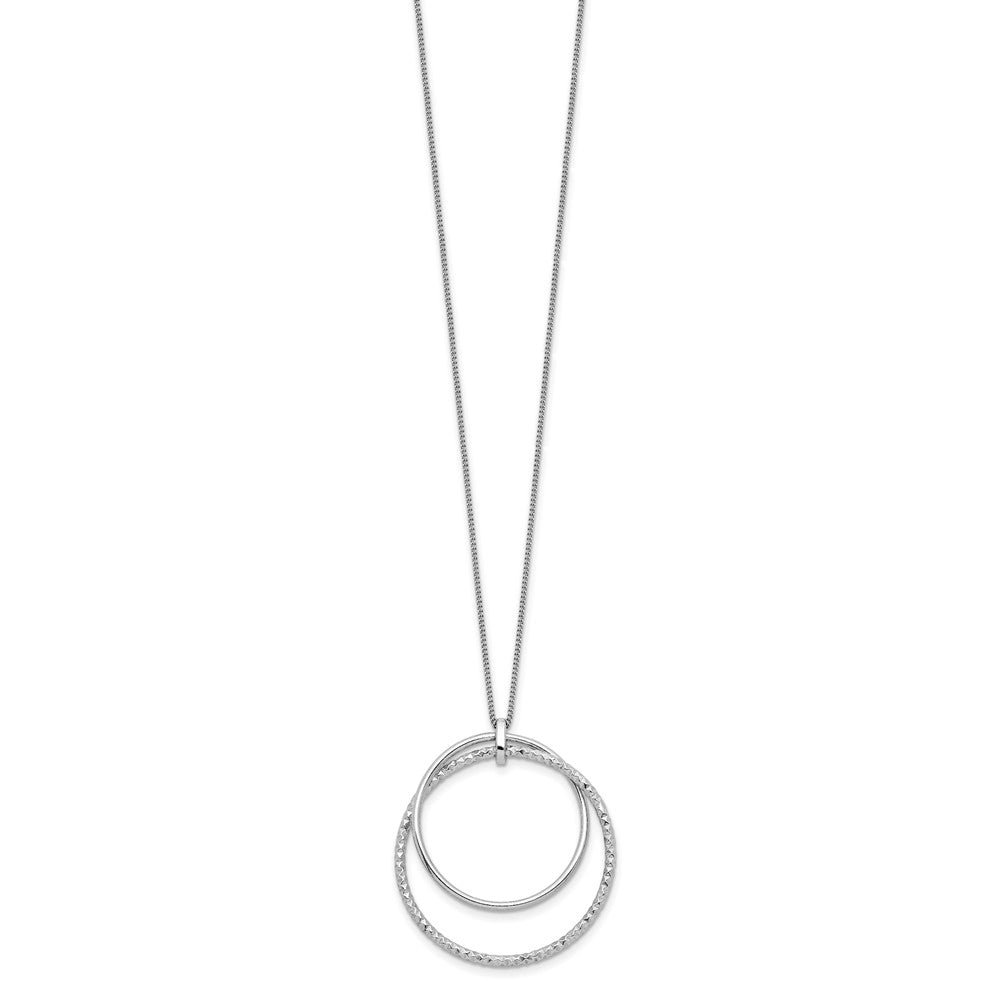 Sterling Silver Rhodium Plated Polished D/C 2In Ext. Necklace