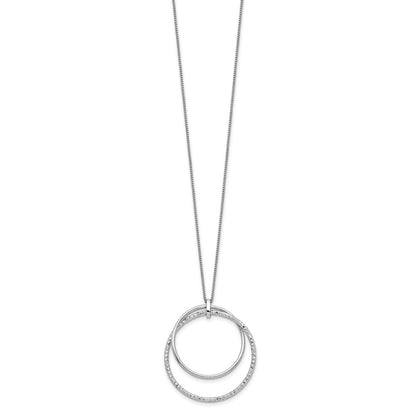 Sterling Silver Rhodium Plated Polished D/C 2In Ext. Necklace