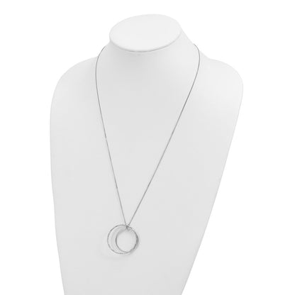 Sterling Silver Rhodium Plated Polished D/C 2In Ext. Necklace