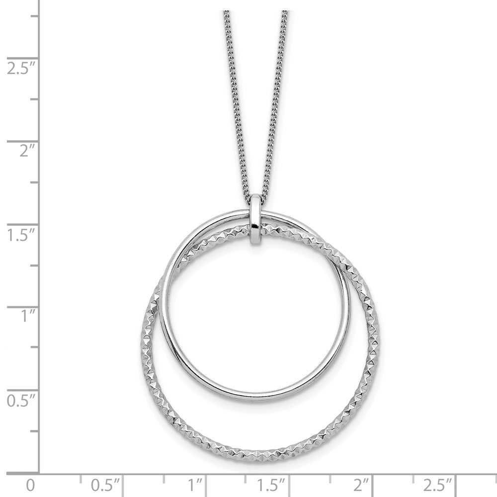 Sterling Silver Rhodium Plated Polished D/C 2In Ext. Necklace