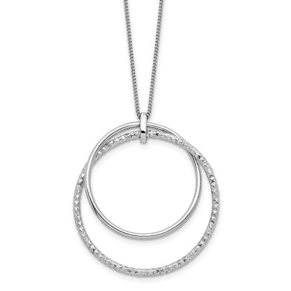 Sterling Silver Rhodium Plated Polished D/C 2In Ext. Necklace