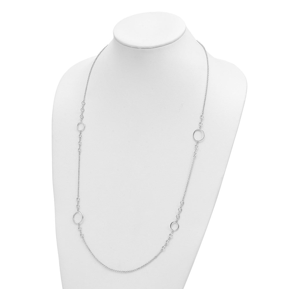 Sterling Silver Rhodium Plated Polished Necklace
