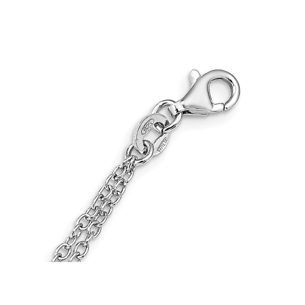 Sterling Silver Rhod Pl Cz Cross Multi Strand W/ 2In Ext. Necklace