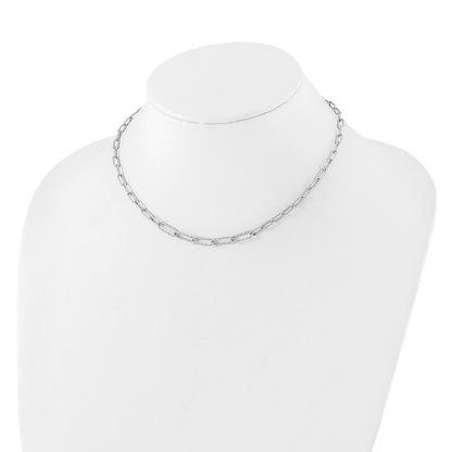 Sterling Silver Rh Plated Diamond Cut With 2In. Ext Link Necklace