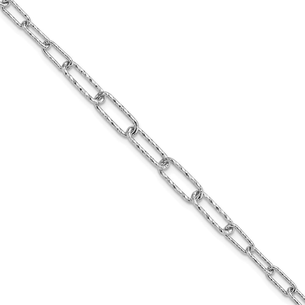 Sterling Silver Rh Plated Dia Cut Link 1In Ext. Bracelet
