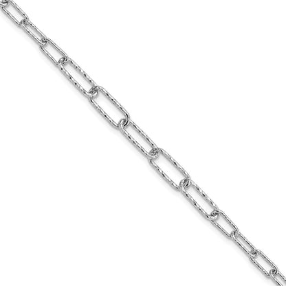Sterling Silver Rh Plated Dia Cut Link 1In Ext. Bracelet