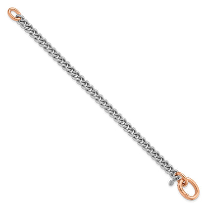 Rose Plated Sterling Silver Rh Plated/Rose Gold Plate Curb Link Bracelet