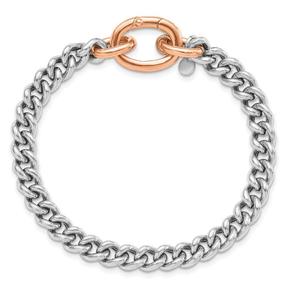 Rose Plated Sterling Silver Rh Plated/Rose Gold Plate Curb Link Bracelet