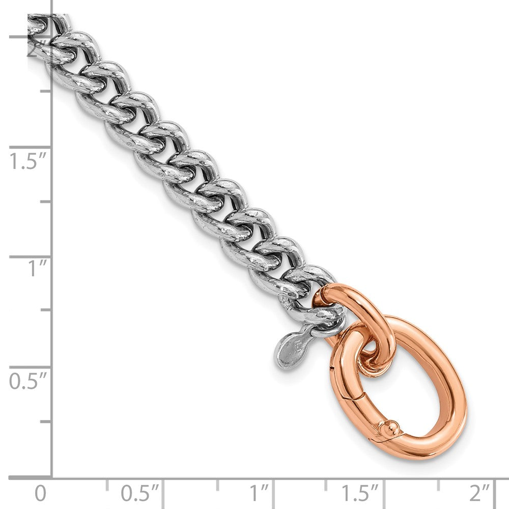 Rose Plated Sterling Silver Rh Plated/Rose Gold Plate Curb Link Bracelet