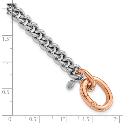 Rose Plated Sterling Silver Rh Plated/Rose Gold Plate Curb Link Bracelet