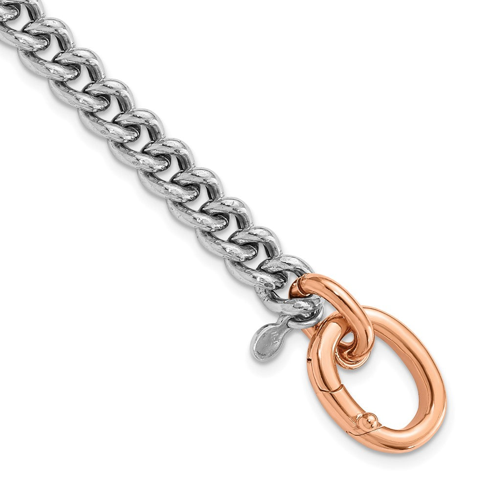 Rose Plated Sterling Silver Rh Plated/Rose Gold Plate Curb Link Bracelet