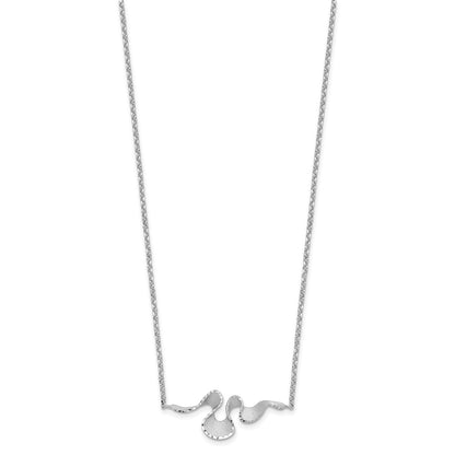 Sterling Silver Rh Plt Satin / Diamond Cut With 2In. Ext Necklace
