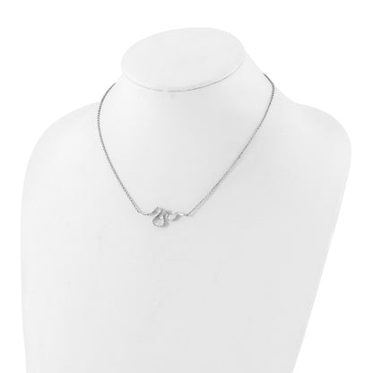 Sterling Silver Rh Plt Satin / Diamond Cut With 2In. Ext Necklace