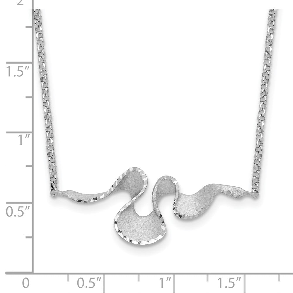 Sterling Silver Rh Plt Satin / Diamond Cut With 2In. Ext Necklace