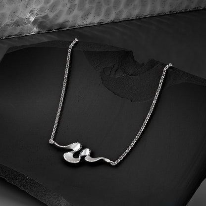 Sterling Silver Rh Plt Satin / Diamond Cut With 2In. Ext Necklace