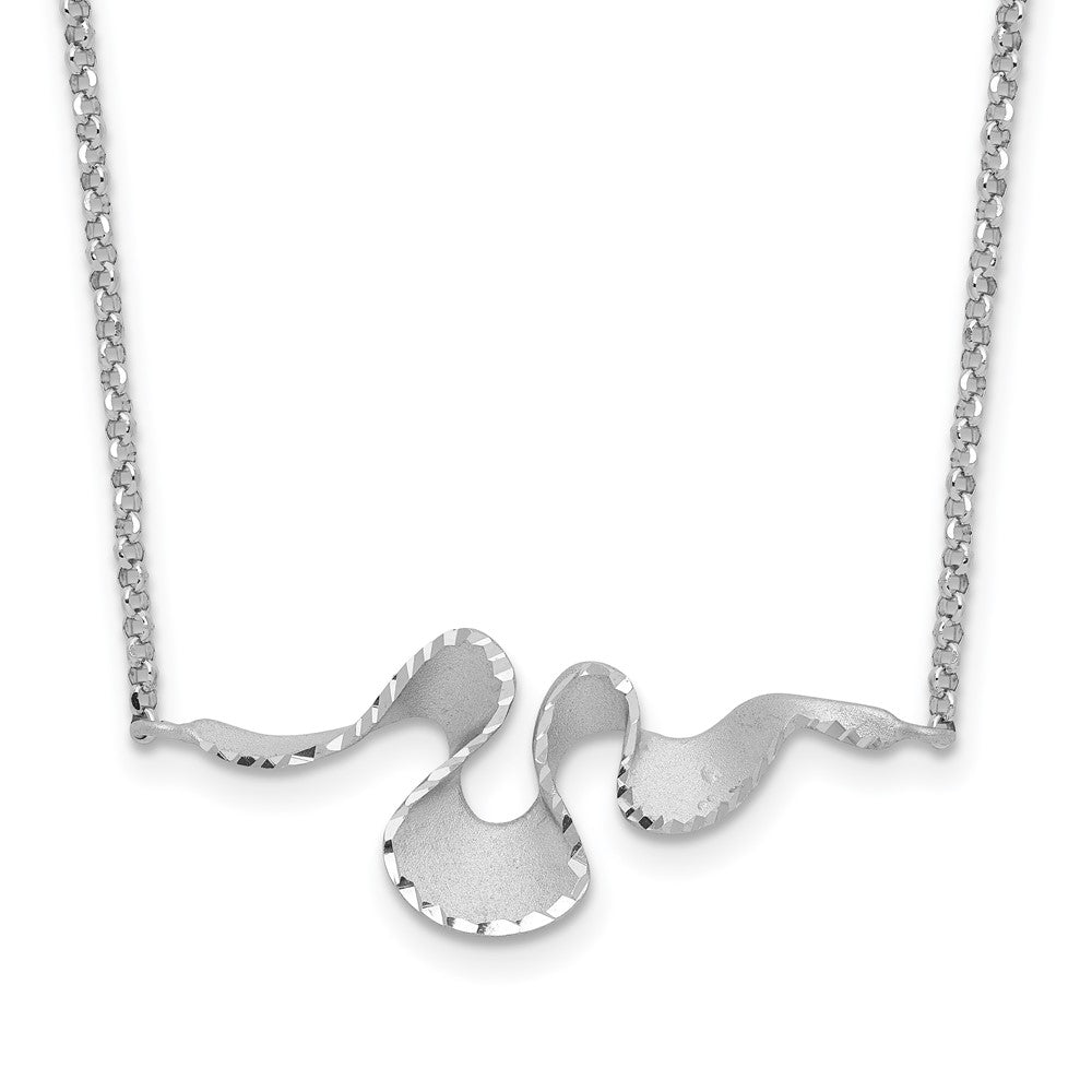 Sterling Silver Rh Plt Satin / Diamond Cut With 2In. Ext Necklace