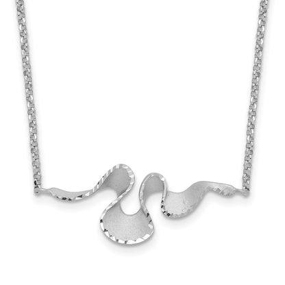 Sterling Silver Rh Plt Satin / Diamond Cut With 2In. Ext Necklace