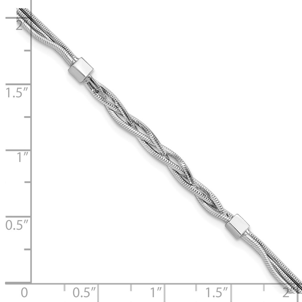 Sterling Silver Rh Pl Polished Multi Strand Braided Bracelet