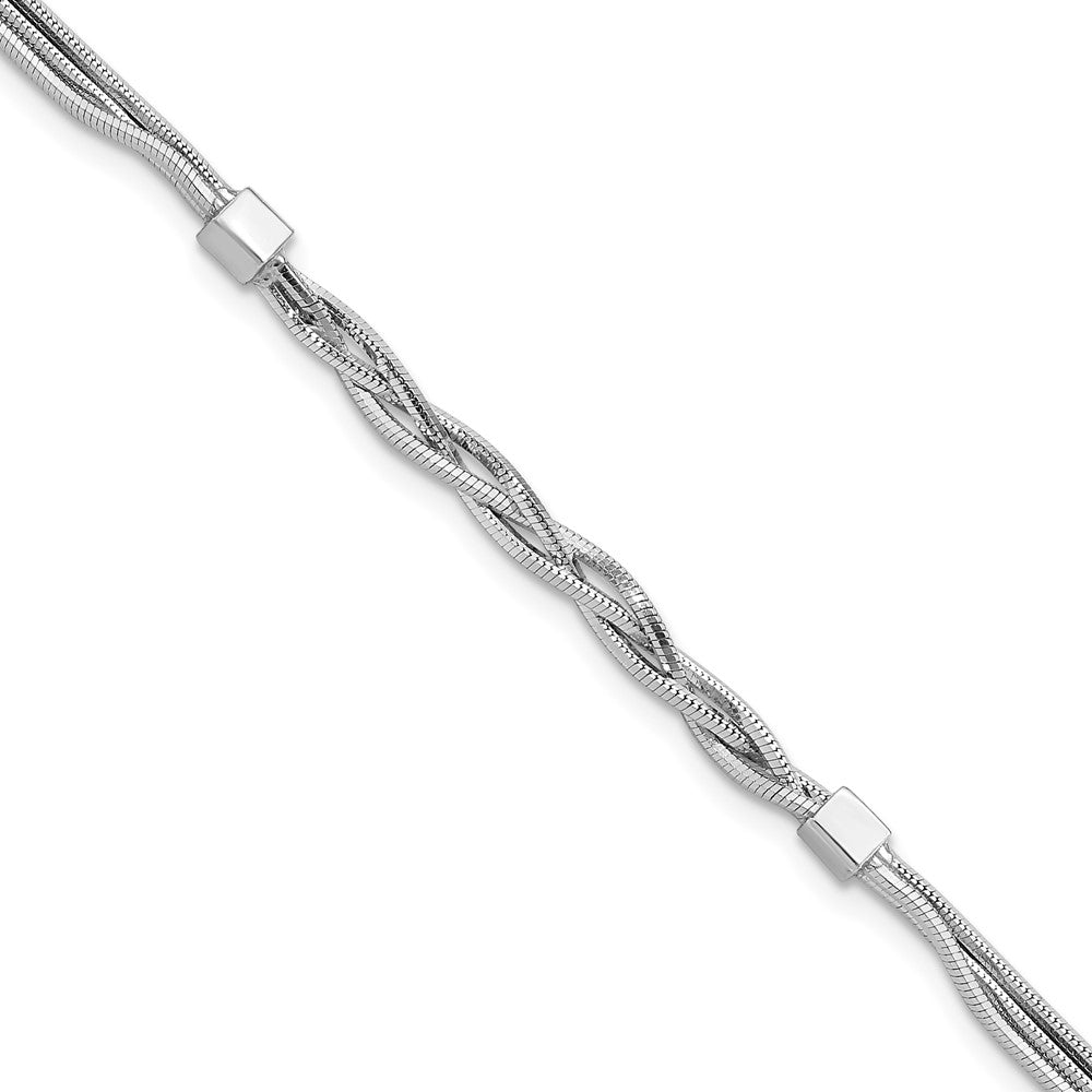 Sterling Silver Rh Pl Polished Multi Strand Braided Bracelet