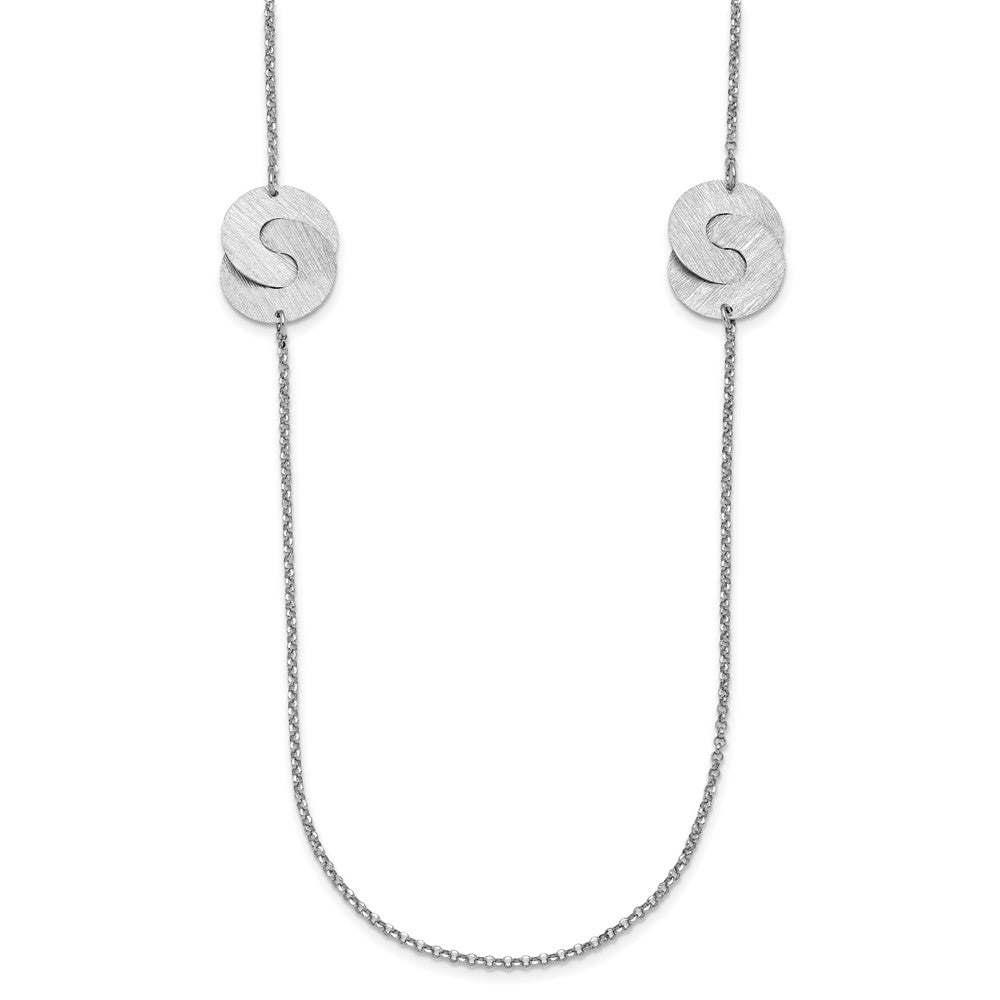 Sterling Silver Rhodium Plated Etched Circles Necklace
