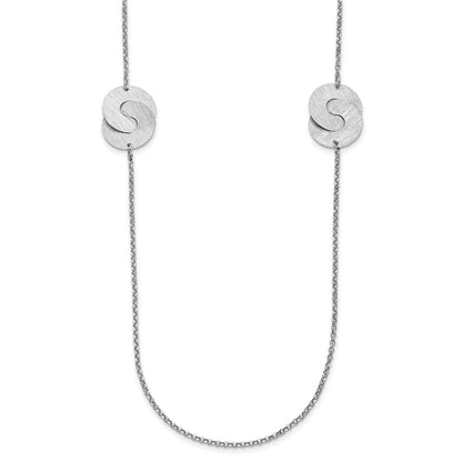 Sterling Silver Rhodium Plated Etched Circles Necklace