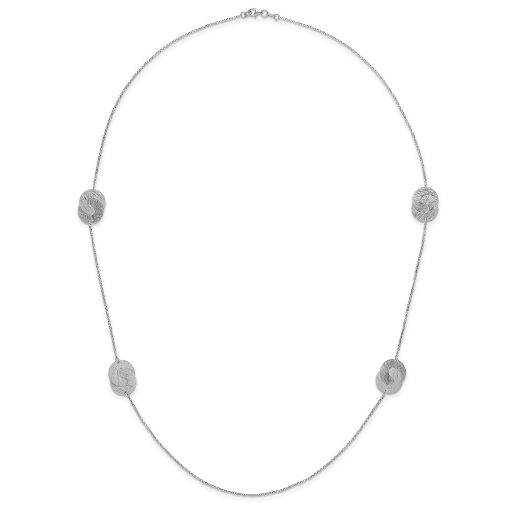 Sterling Silver Rhodium Plated Etched Circles Necklace