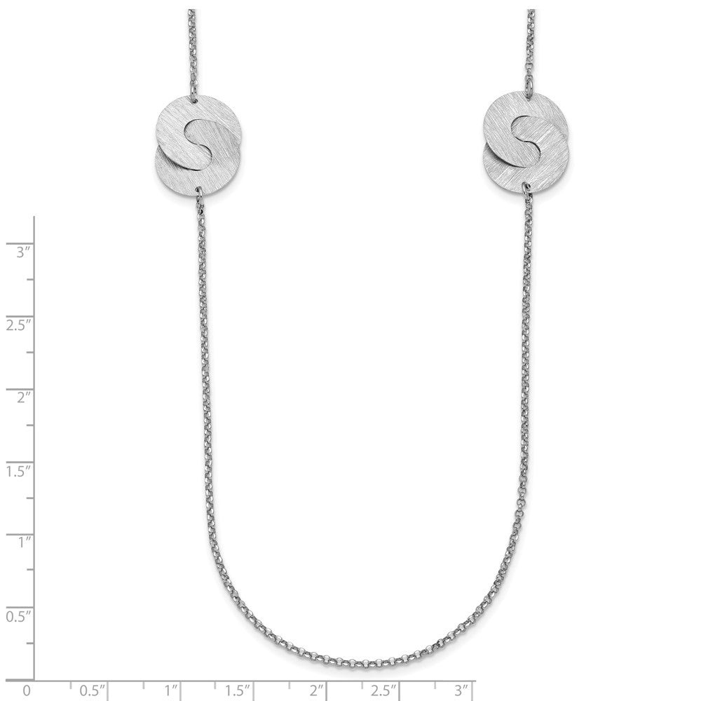 Sterling Silver Rhodium Plated Etched Circles Necklace