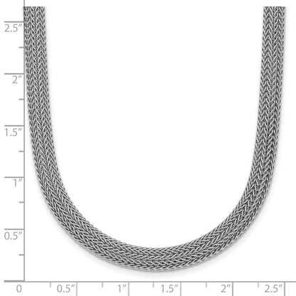 Sterling Silver Rhodium Plated Polished Mesh Woven Necklace
