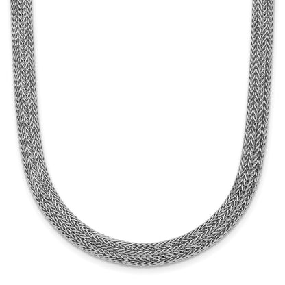 Sterling Silver Rhodium Plated Polished Mesh Woven Necklace