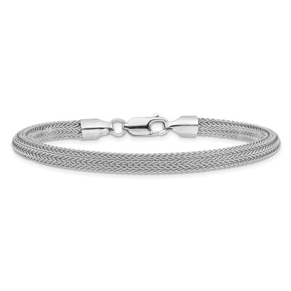 Sterling Silver Rhodium Plated Polished Mesh Woven Bracelet