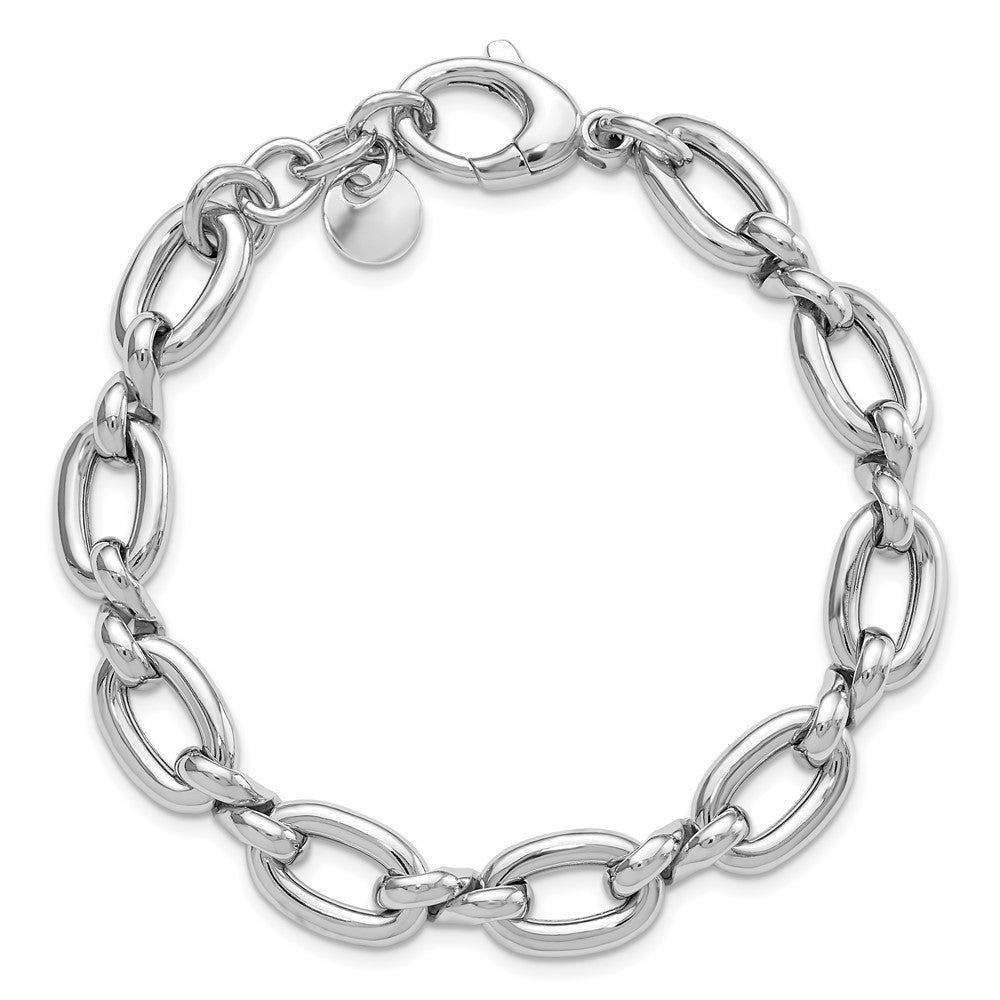 Sterling Silver Rh Plate Polished With .75In Ext. Link Bracelet