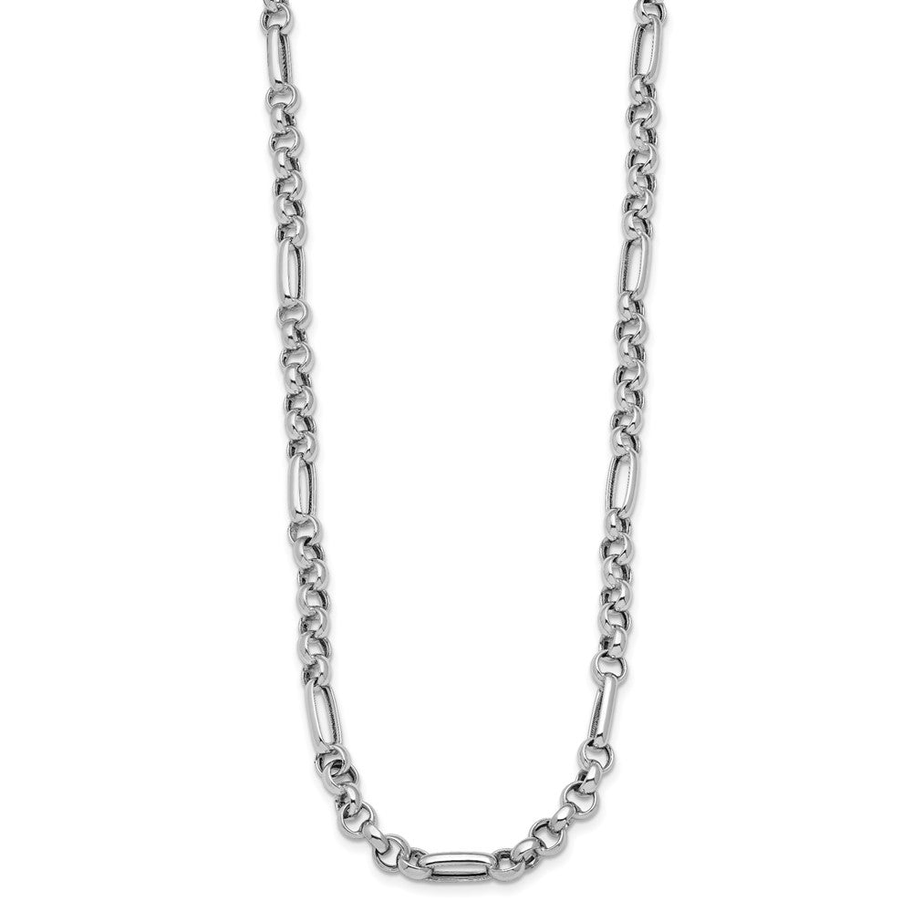 Sterling Silver Rh Plated Polished Fancy Link Necklace