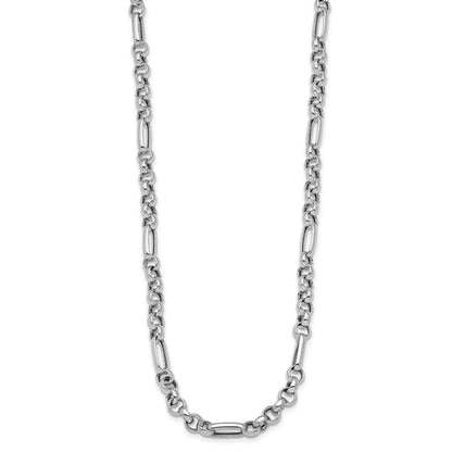 Sterling Silver Rh Plated Polished Fancy Link Necklace